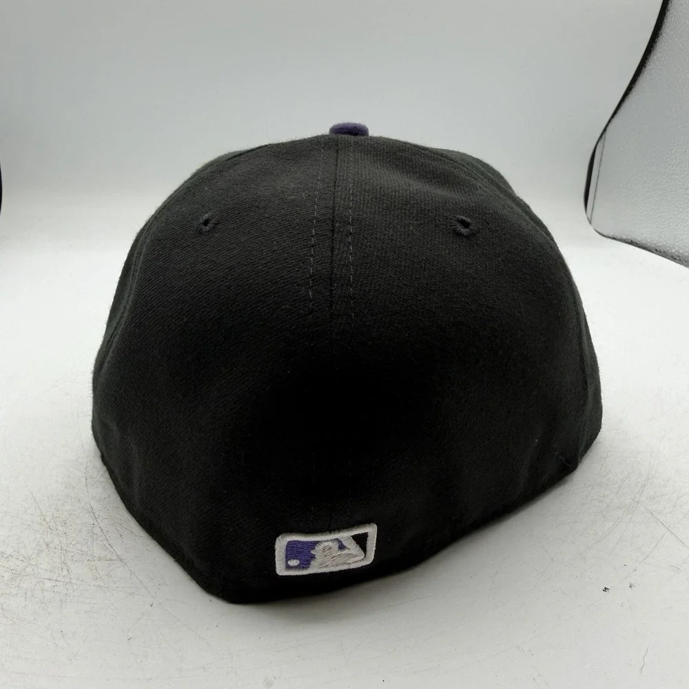New Era 59Fifty Colorado Rockies Hat Cap 7 3/8 Black Purple Fitted MLB Baseball